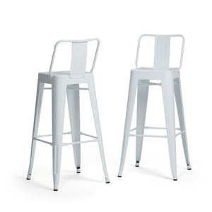 English Elm Rayne 30" Industrial Metal Bar Stools Set Of 2 – White Powder-Coated, Ergonomic & Stylish Design B136P159499-GIGA