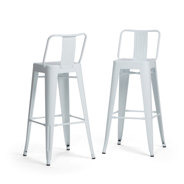 English Elm Rayne 30" Industrial Metal Bar Stools Set Of 2 – White Powder-Coated, Ergonomic & Stylish Design B136P159499-GIGA