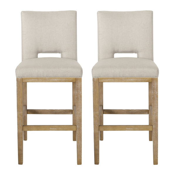 English Elm Christopher Knight Home® - 31 Inch Counter Stools Set of 2 Wheat Fabric Upholstered, Breathable L-Shaped Backrest, Modern Comfort 73531.00WHEAT