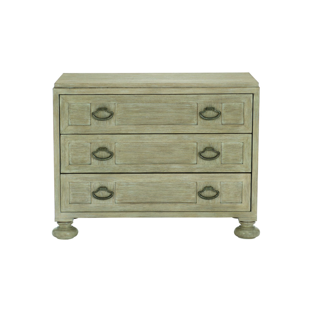 Bernhardt Bernhardt Santa Barbara Bachelor's Chest In Sandstone Cerused Oak With Vintage Nickel Pulls, 3-Drawer Elegance 385230
