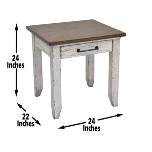 English Elm Steve Silver - Bear - Creek End Table - White