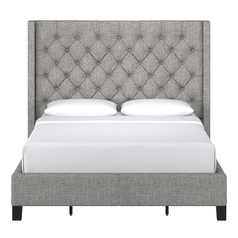 Homelegance By Top-Line Thorin Wingback Button Tufted Bed Grey Linen