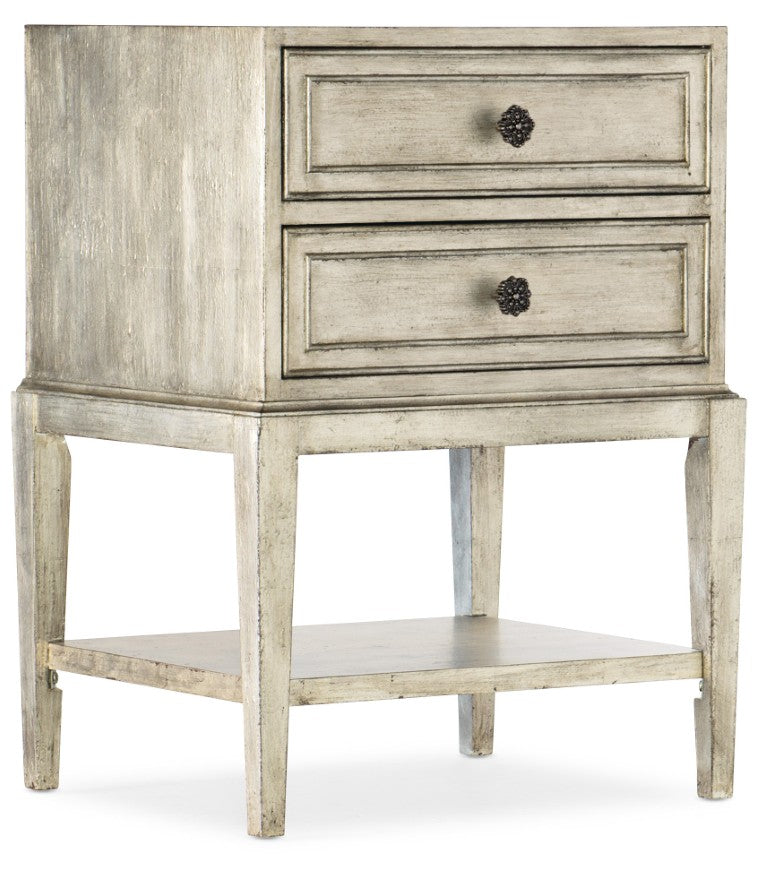 Hooker Furniture Sanctuary Jewel Patina Petit Telephone Table With Cedar-Lined Drawer, Usb Power, Merinque Glass Accents 5875-90016-95