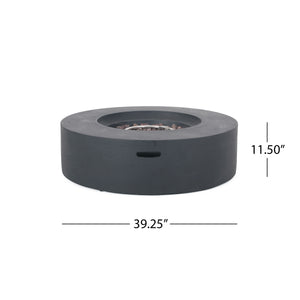 English Elm Lightweight Concrete Round Outdoor Fire Pit 50000 Btu Modern Low Profile Dark Gray 59240.00-50K