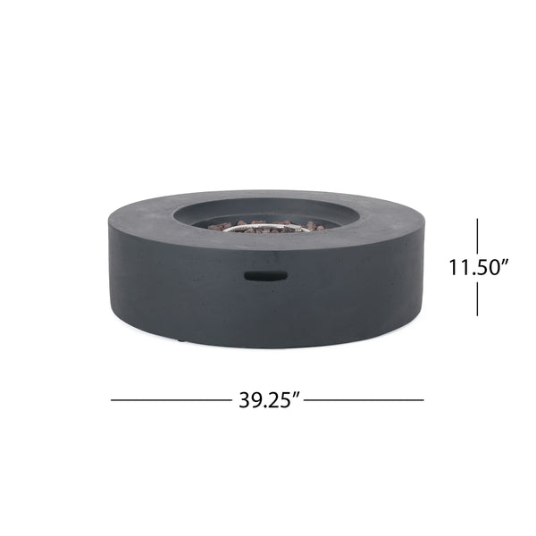 English Elm Lightweight Concrete Round Outdoor Fire Pit 50000 Btu Modern Low Profile Dark Gray 59240.00-50K