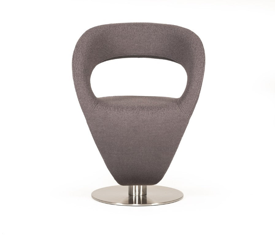 VIG Furniture Alya Modern Grey Fabric Lounge Chair With Wool-Blend Upholstery, Chrome Round Base, Scandinavian Flair VGOBTY44-F-GRY