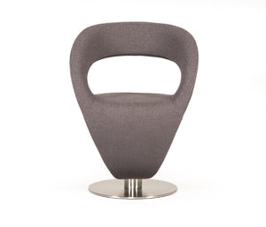 VIG Furniture Alya Modern Grey Fabric Lounge Chair With Wool-Blend Upholstery, Chrome Round Base, Scandinavian Flair VGOBTY44-F-GRY