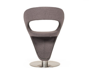VIG Furniture Alya Modern Grey Fabric Lounge Chair With Wool-Blend Upholstery, Chrome Round Base, Scandinavian Flair VGOBTY44-F-GRY