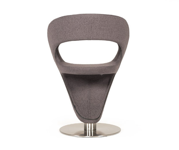 VIG Furniture Alya Modern Grey Fabric Lounge Chair With Wool-Blend Upholstery, Chrome Round Base, Scandinavian Flair VGOBTY44-F-GRY