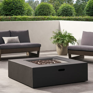 English Elm 50000 Btu Square Mgo Concrete Propane Fire Table for Outdoor Patio Entertaining 59241.00-50K