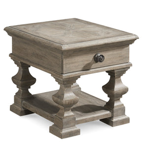 A.R.T. Furniture Arch Sloane End Table In Parch - New Traditional Design With Stylish Parquet Top & Storage Solutions Brown, Brown Parrawood Solids,Cathedral Elm Veneers,Metal And Glass Accents 233304-2802