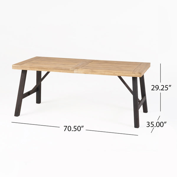 English Elm Bettina Solid Acacia Outdoor Dining Table with Slat Top Oil Finish Patio Deck 56701.00