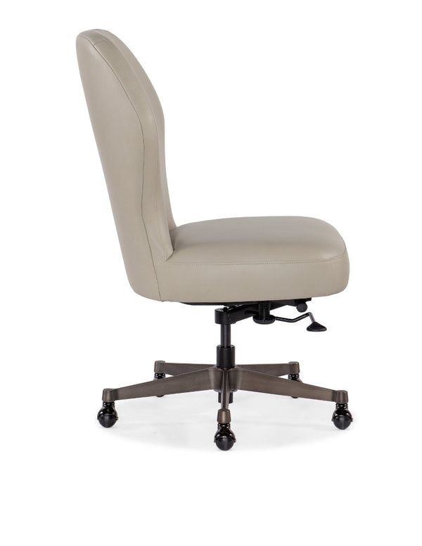 Hooker Furniture Executive Swivel Tilt Chair With Bali Harvest Leather, Gunmetal Base, Smooth Casters For Ergonomic Style Beige EC370-090