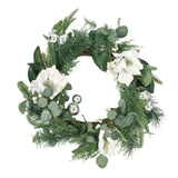 Christopher Knight Home® - Noble House - Mariette 21.75" Eucalyptus and Pine Artificial Wreath with Magnolias, Green and White