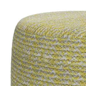 English Elm Bayley Handcrafted Round Braided Pouf Ottoman in Natural Cotton with Supportive Polystyrene Fill, 20" Beige B136P159301