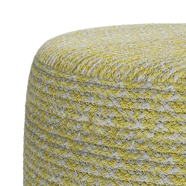 English Elm Bayley Handcrafted Round Braided Pouf Ottoman in Natural Cotton with Supportive Polystyrene Fill, 20" Beige B136P159301