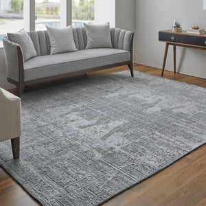 Feizy Rugs Eas69a5f Eastfield Artisanal Hand-woven Viscose And Wool Abstract Rug - Modern Style For Any Space Gray Viscose,Wool Eas69a5fbluslve10