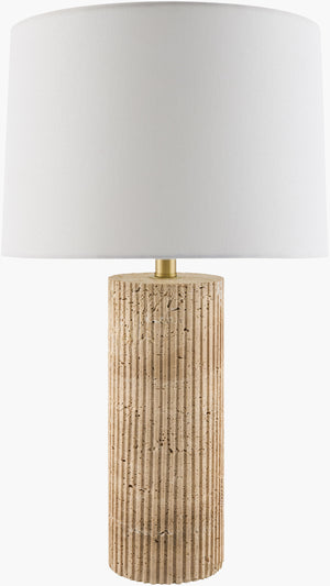 Surya Taboye 19" Accent Table Lamp - Elegant Arts & Crafts Design With Durable Iron Base & Cozy Glow Body, Brown,Shade, White,Harp, Metallic ,Gold,Cord, Translucent Iron,Linen,Polyester Tye-002