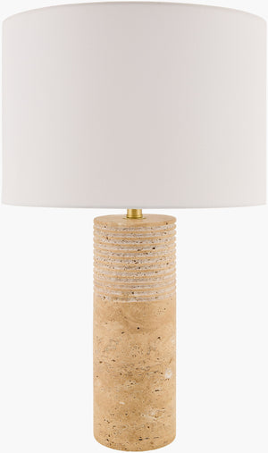 Surya Taboye 19" Accent Table Lamp - Elegant Arts & Crafts Design With Durable Iron Base & Cozy Glow Body, Brown,Shade, White,Harp, Metallic ,Gold,Cord, Translucent Iron,Linen,Polyester Tye-003