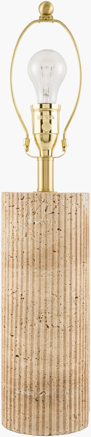 Surya Taboye 19" Accent Table Lamp - Elegant Arts & Crafts Design With Durable Iron Base & Cozy Glow Body, Brown,Shade, White,Harp, Metallic ,Gold,Cord, Translucent Iron,Linen,Polyester Tye-002