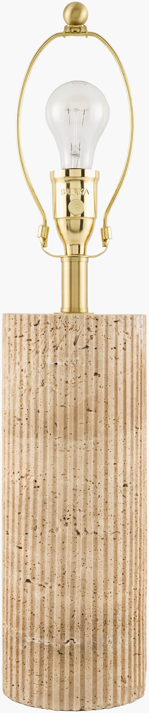 Surya Taboye 19" Accent Table Lamp - Elegant Arts & Crafts Design With Durable Iron Base & Cozy Glow Body, Brown,Shade, White,Harp, Metallic ,Gold,Cord, Translucent Iron,Linen,Polyester Tye-002