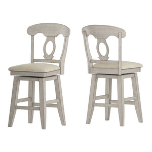 Homelegance By Top-Line Juliette Napoleon Back Counter Height Wood Swivel Chair White Rubberwood