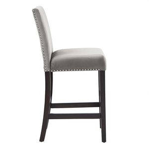 Homelegance By Top-Line Saber Nailhead Velvet Upholstered Chairs (Set of 2) Grey Wood