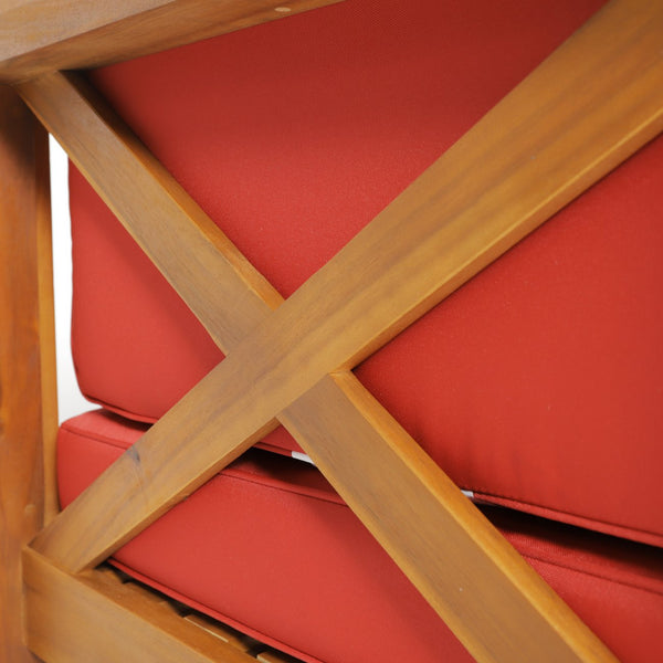 English Elm Christopher Knight Home® - Brava X-Back Left Corner Bench Set For Stylish Indoor/Outdoor Comfort - Durable Acacia Wood Design 57967.00RED2