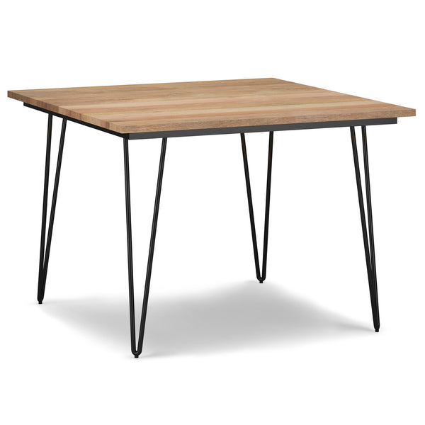 English Elm Hunter 42-Inch Square Dining Table - Modern Solid Mango Wood With Iron Base For Small Spaces B136P158741
