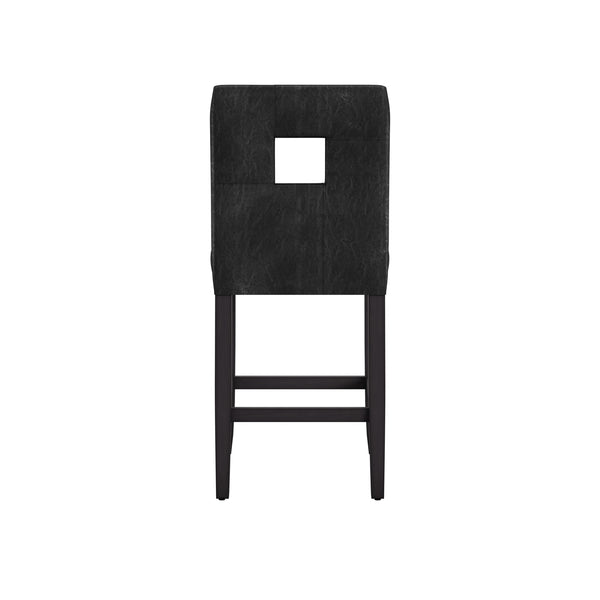 Homelegance By Top-Line Adalynn Keyhole Counter Height High Back Stools (Set of 2) Black Rubberwood