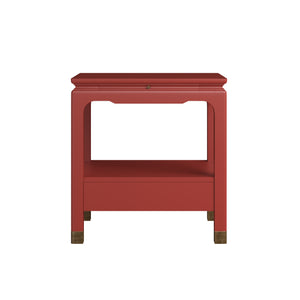 A.R.T. Furniture Eave Bedside Table - Stunning Candy Apple Red Nightstand With Asian Flair For Your Bedroom Decor Red Material(S), Poplar And Parawood Solids 336140-1819
