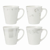 Oyster Bay Porcelain Mugs, Set of 4 - Dishwasher & Microwave Safe, 12 oz