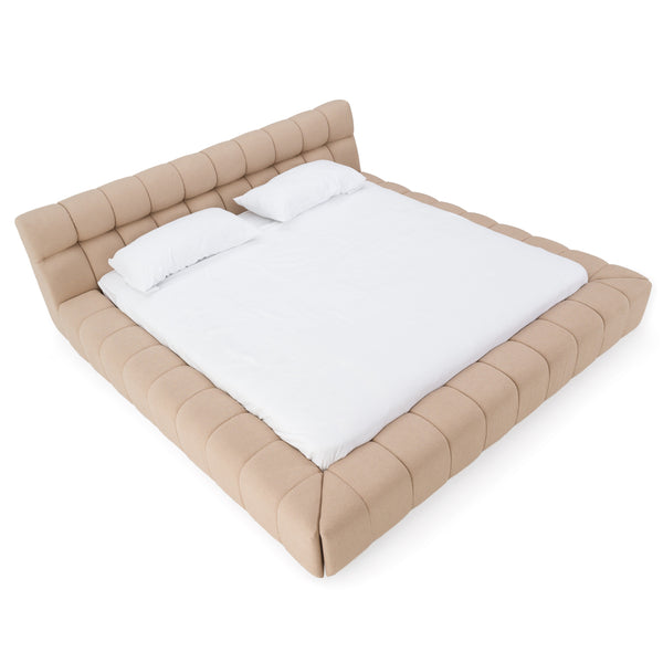 Vig Furniture Divani Casa Tyree - Elegant Modern Tufted Sand Fabric Bed For Timeless Bedroom Sophistication Tan  Vgod-dy-22116-sand