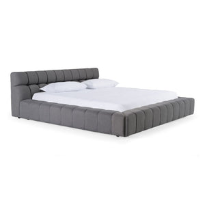 VIG Furniture Eastern King Divani Casa Tyree Grey Tufted Fabric Bedframe — Modern Upholstered Headboard, Solid Wood, No Box Spring Required (96"X100"X34") VGOD-DY-22116-GRY-EK
