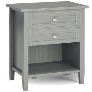 English Elm Warm Solid Wood Nightstand: 24-Inch Fog Grey Transitional Design With Storage & Style Options B136P159739-GIGA