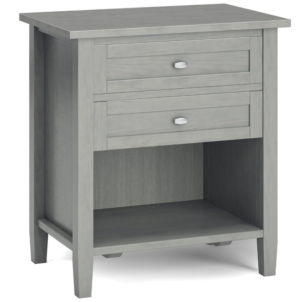 English Elm Warm Solid Wood Nightstand: 24-Inch Fog Grey Transitional Design With Storage & Style Options B136P159739-GIGA