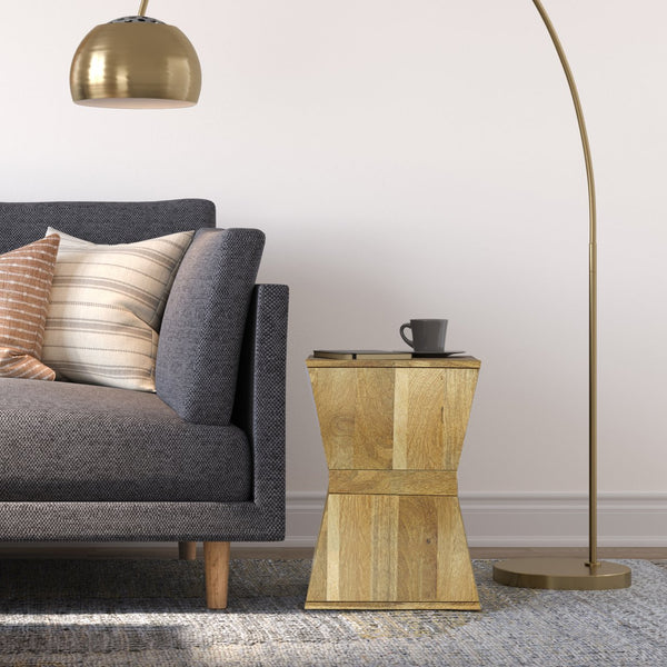 English Elm Westfield Handcrafted Mango Wood Side Table in Natural Light Brown — Modern Boho End Table, 14x14x20" B136P159655