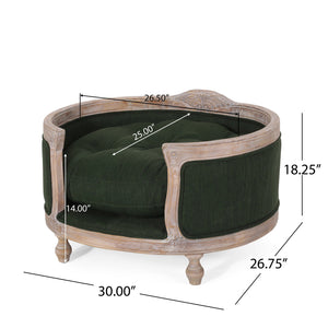 English Elm Pet Bed with Tufted Cushion Solid Birch Turned Legs Upholstered Living Room Sofa Style Old Pine 72913.00PINE