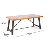 Christopher Knight Home® - Noble House - Catriona Modern Industrial Dining Table, Teak and Rustic Metal