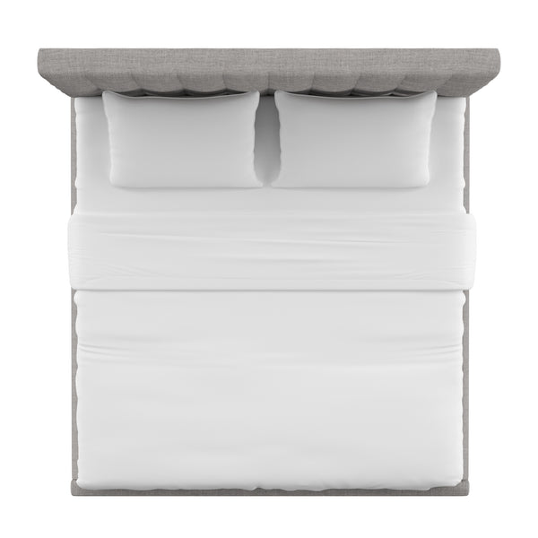 Homelegance By Top-Line Matson Button Tufted Linen Upholstered Bed Grey Linen