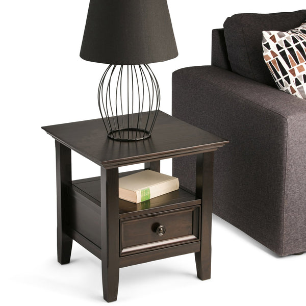 English Elm Amherst End Table - Handcrafted Hickory Brown With Storage, Transitional Design For Versatile Spaces B136P159426