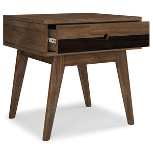 English Elm Clarkson End Table - Handcrafted Rustic Acacia Wood With Drawer, Mid-Century Style & Aged Finish B136P158774
