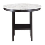 Homelegance By Top-Line Saber White Faux Marble Round Table Espresso Marble