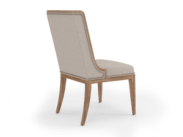 A.R.T. Furniture Set Of 2 - Passage Hostess Sling Chair - Elegant Natural Oak Finish With Velvet Upholstery & Nailhead Trim - Set Of 2 Beige, Brown Ash Solids,Knotty Oak Veneers,Foam,Fabric,Metal 287201-2302