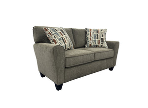 Porter Designs Reese Modern Upholstered Loveseat With Elegant Abstract Pillows For Stylish Comfort Brown Fabric 01-207-02-2962