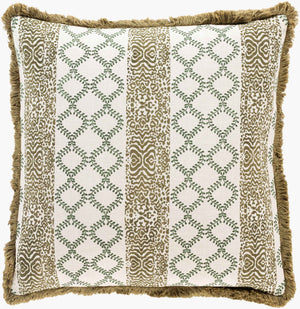 Surya Tanzania 18"X18" Elegant Global-inspired Accent Pillow – Durable Cotton Decor For Eclectic Charm Olive Cotton,Cotton Tzn001-2222d