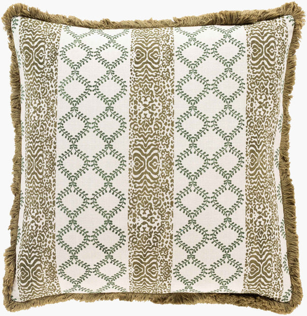 Surya Tanzania 18"X18" Elegant Global-inspired Accent Pillow – Durable Cotton Decor For Eclectic Charm Olive Cotton,Cotton Tzn001-2222d