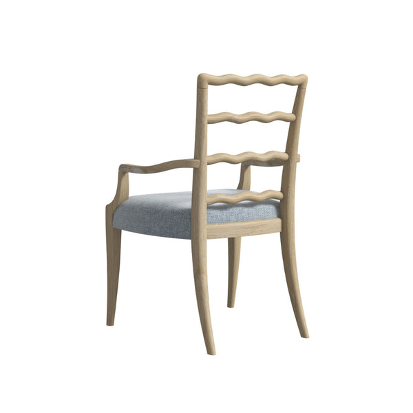 A.R.T. Furniture Haven Rustic Ladderback Arm Chair with Light Blue Upholstered Seat for Elegant Dining Comfort 339205-2325