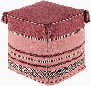 Surya Trenza Pouf - Stylish 18" Moroccan-global Cotton Accent, Cozy Polyester Fill For Comfort & Support Pink Cotton,Cotton,Polyester,Polyfill Tzpf006-181818