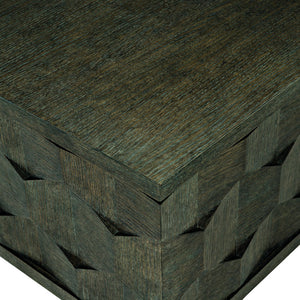 Bernhardt Bernhardt Linea Square Cocktail Table — Cerused Charcoal Oak, Faceted Veneer, Casters, Rustic Modern Elegance 384011B